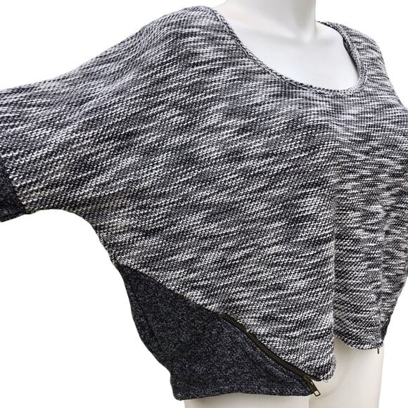 Jessica Simpson Danielle black space dyed crop top dolman sleeve size XL - Picture 3 of 10